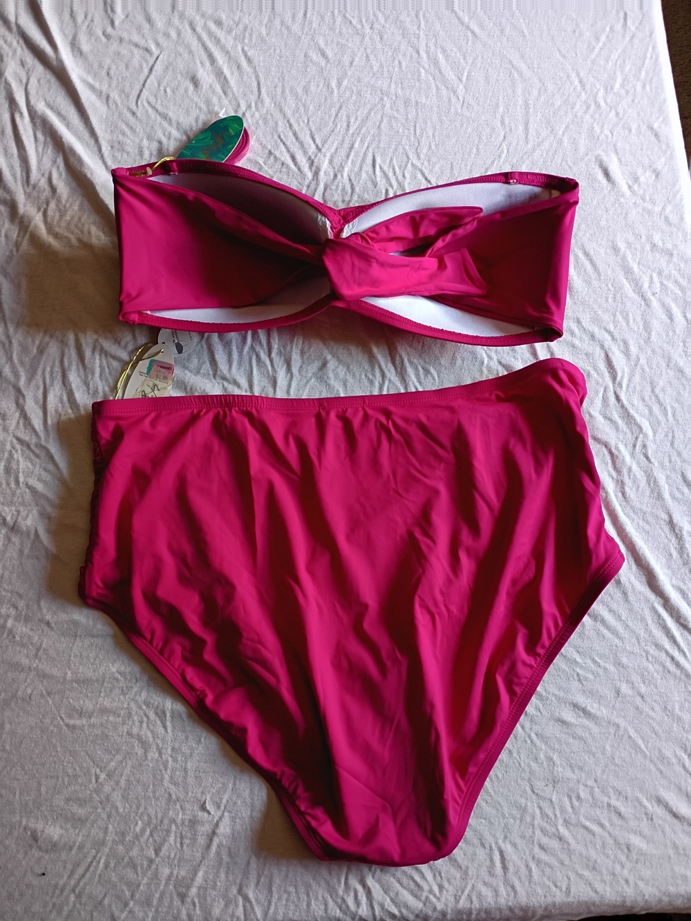 2X Fuchsia Bandeau High-Waist Bikini Set - Picture 2 of 2